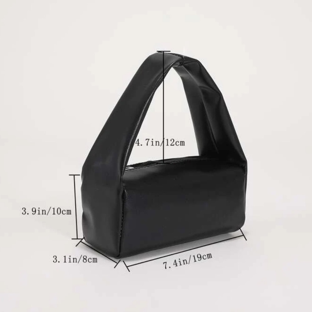 black rectangular shoulder bag with top handle | NWT | faux black leather - Picture 3 of 3